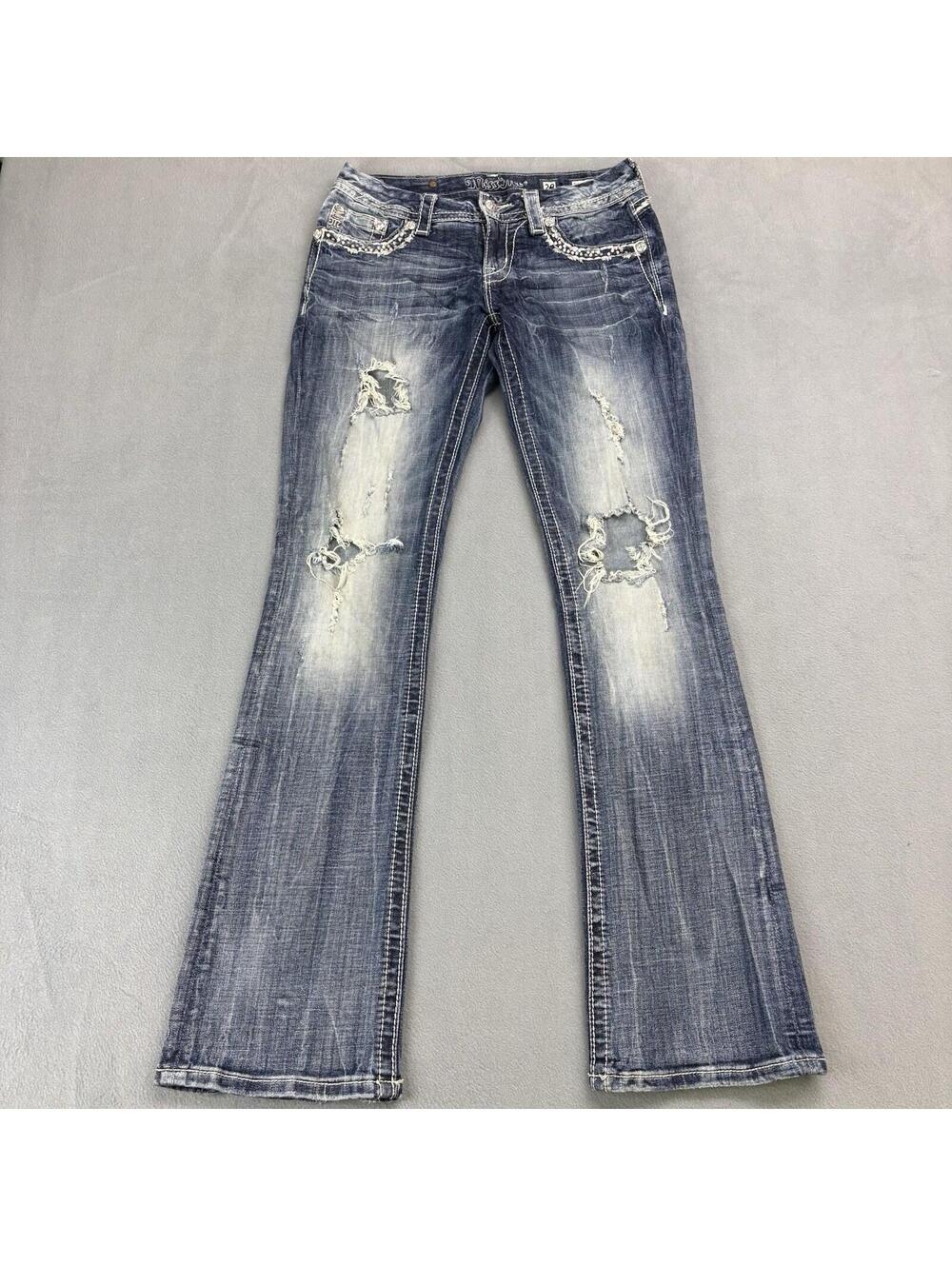Vintage Y2K Miss Me Rhinestone Bootcut Jeans Size 28 (29x33.5 in.) Blue